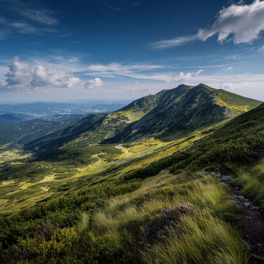 Śnieżka Mountain base view in Karpacz, Poland