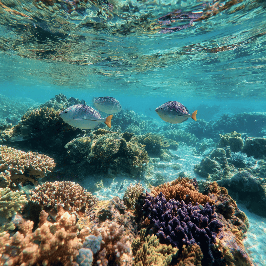 Colorful coral and fish in the Great Barrier Reef