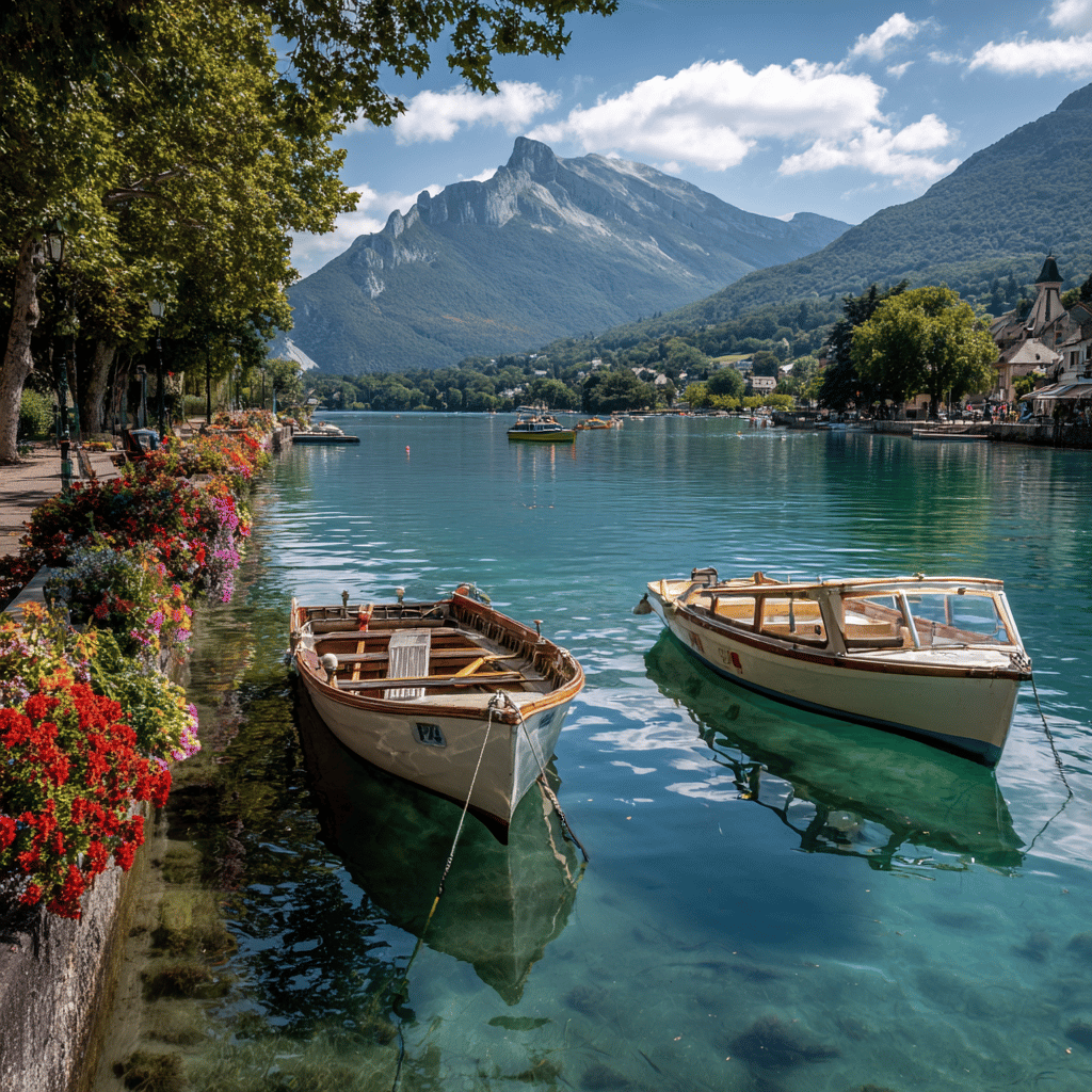 Annecy alpine scenery from boat