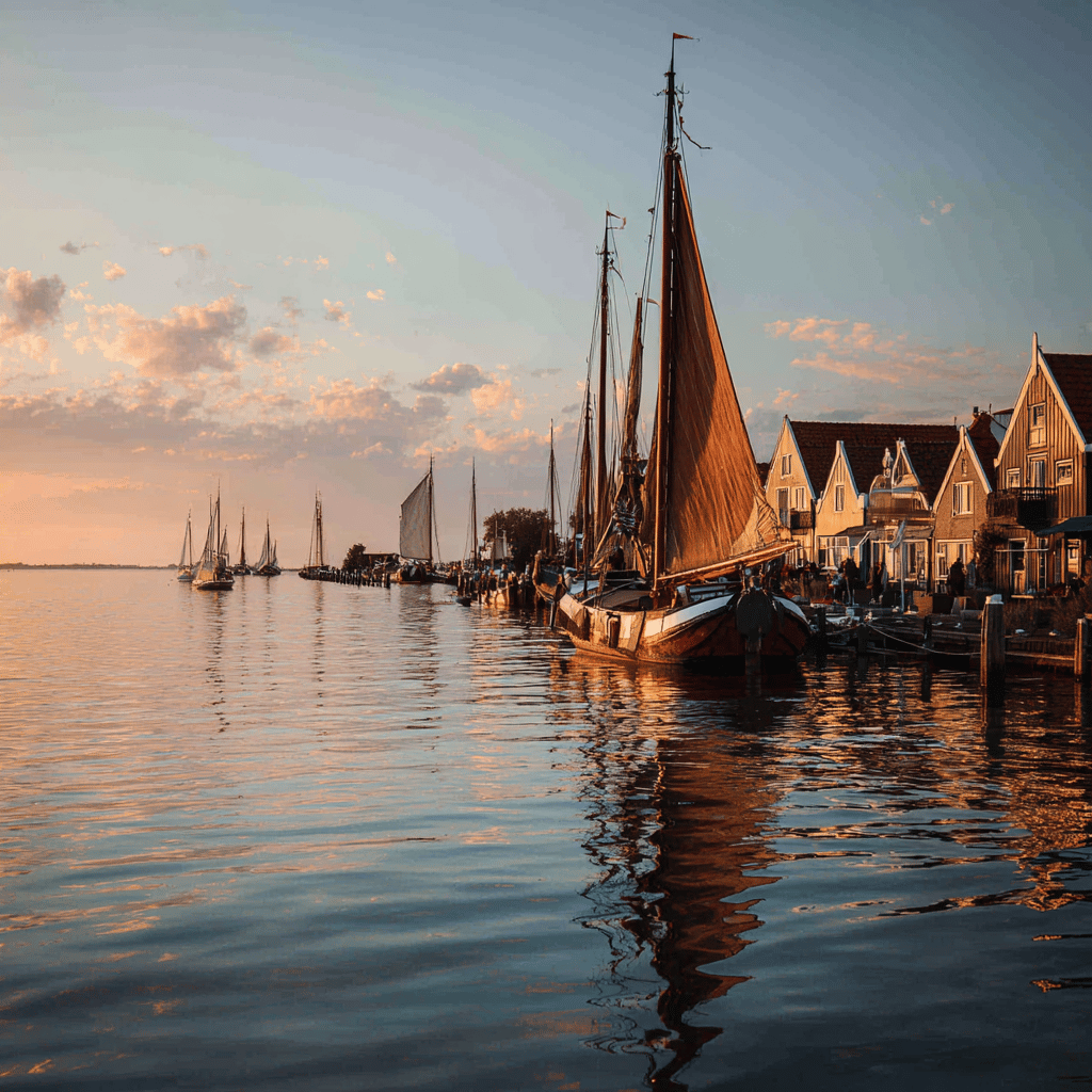 Scenic view of Markermeer lake during boat tour