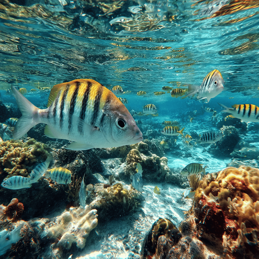 Vibrant coral reefs in Cozumel waters
