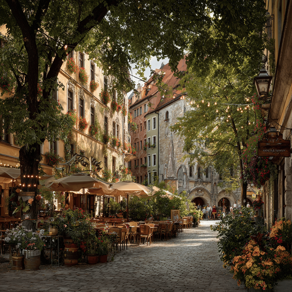 People enjoying Munich beer gardens