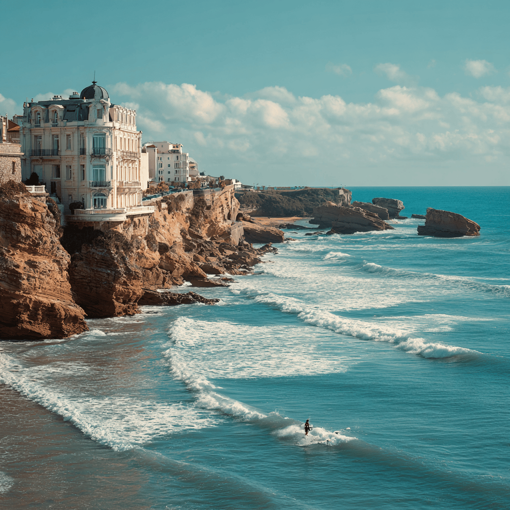 Surfing in Biarritz waves