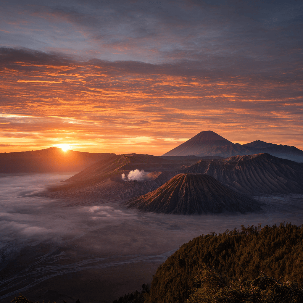 Mount Bromo hiking trails and landscape