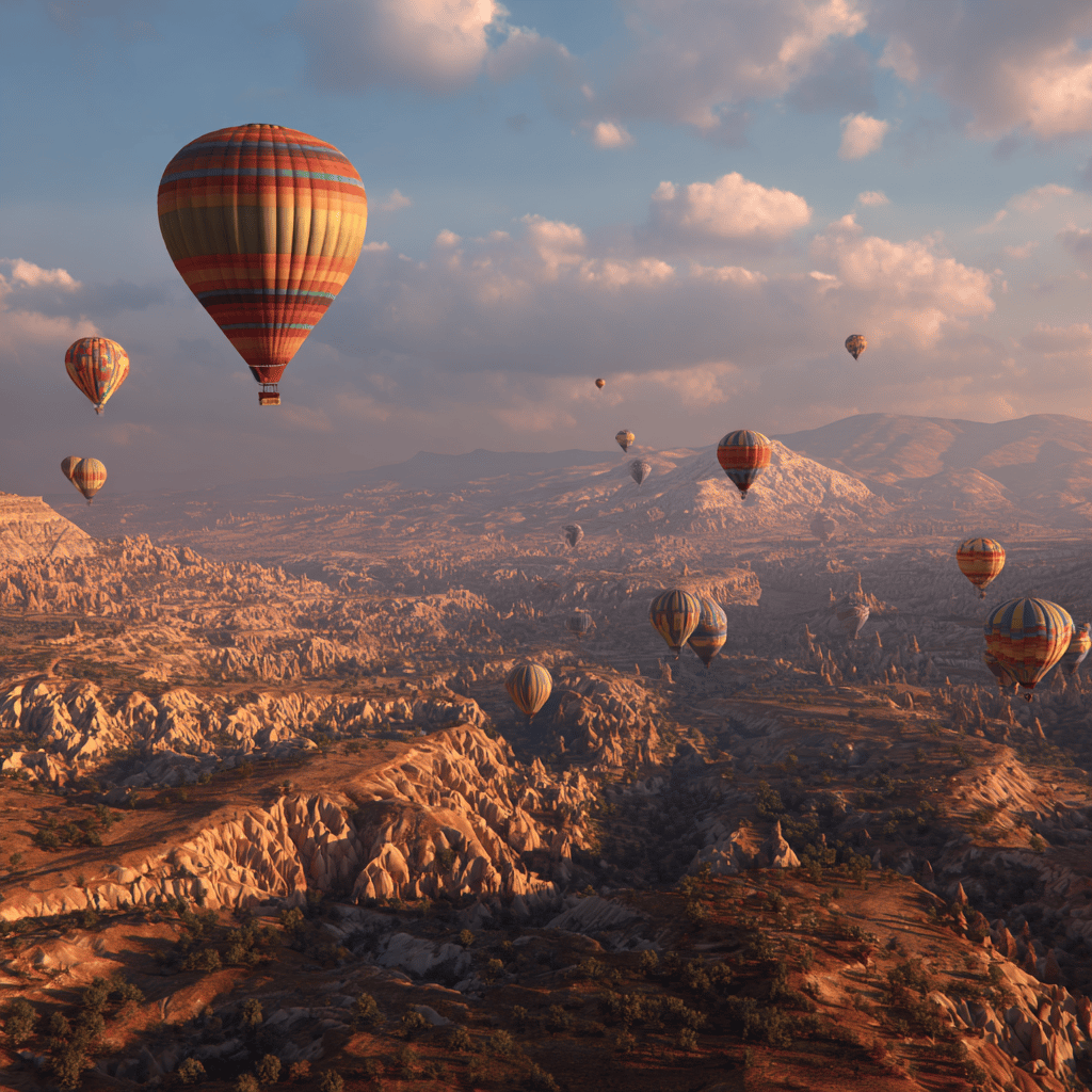 Preparation of hot air balloons before sunrise in Cappadocia
