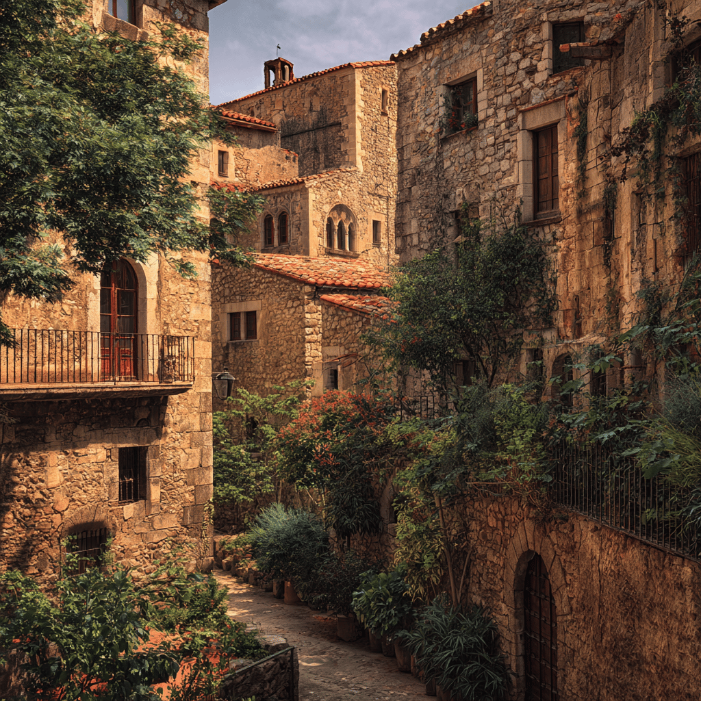 Historic streets of Girona Spain
