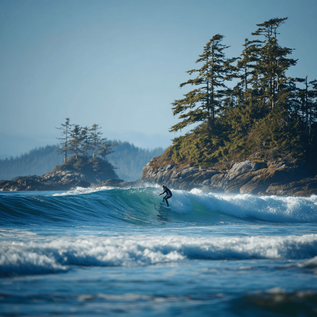 Surfing at Chesterman Beach Tofino