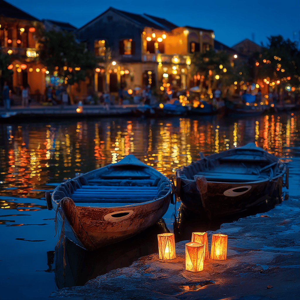 Hoi An Old Town illuminated by lanterns at night