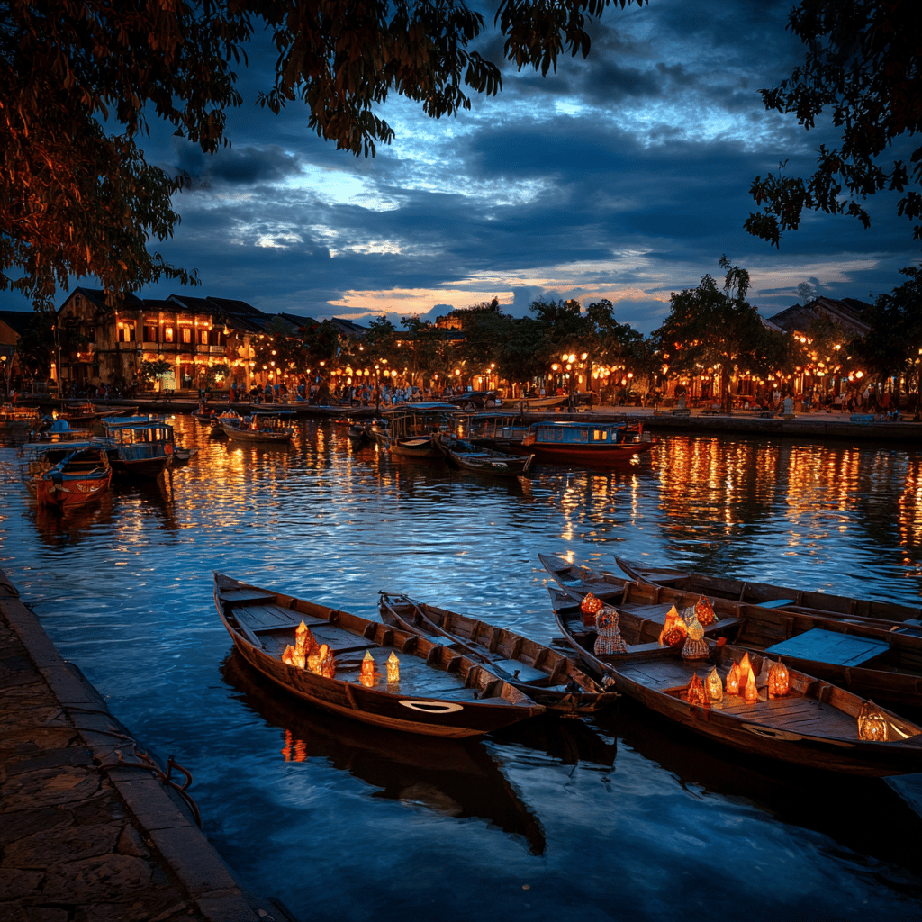 Hoi An Old Town illuminated by lanterns at night
