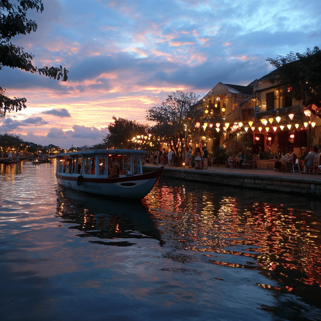 Lantern-lit boat ride in Hoi An at sunset