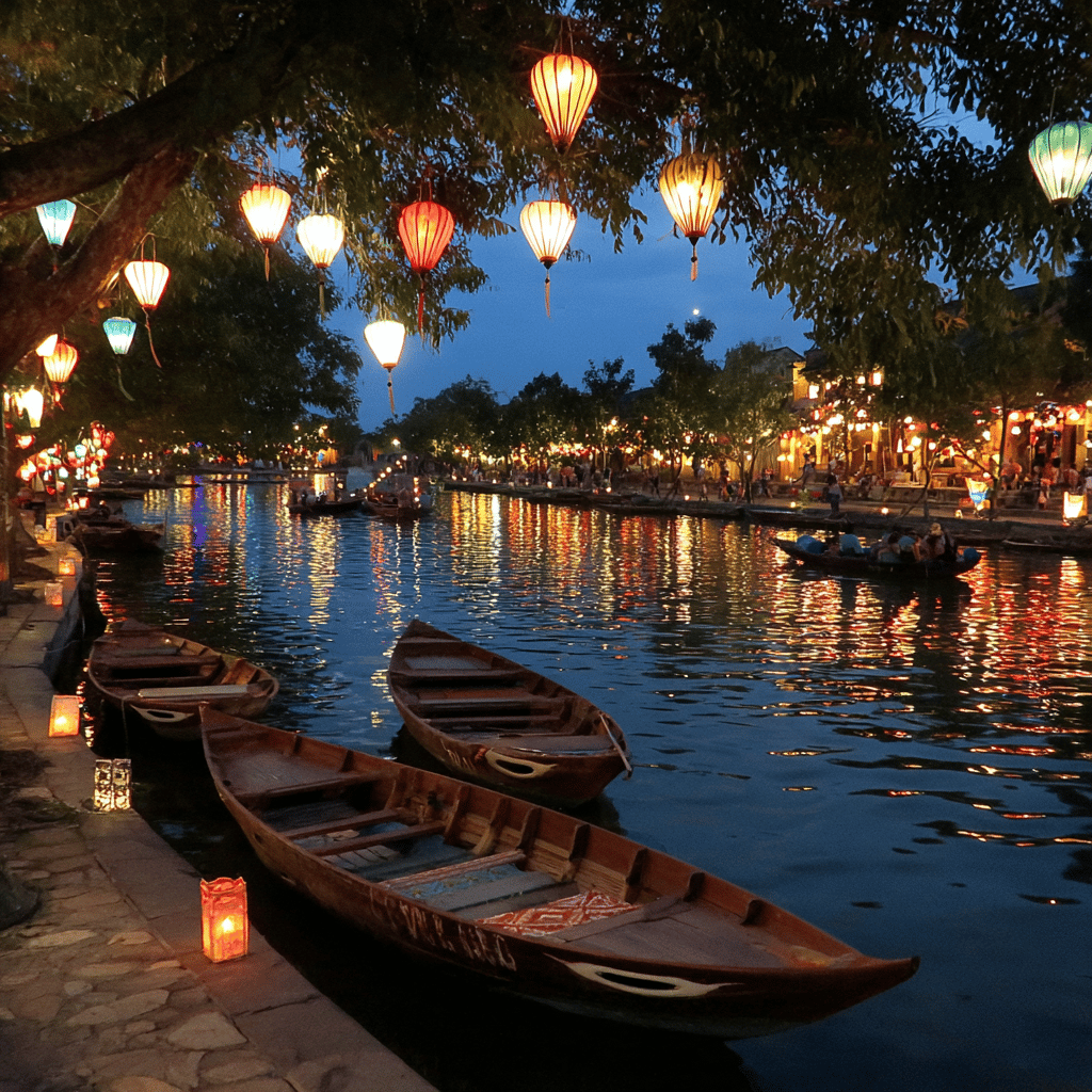 Hoi An Old Town illuminated by lanterns at night