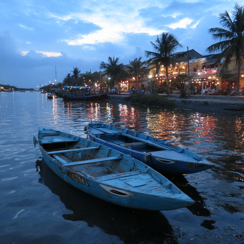 Lantern-lit boat ride in Hoi An at twilight