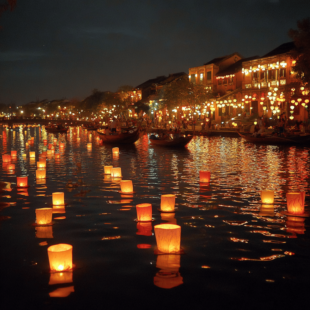 Hoi An Old Town illuminated by lanterns at night
