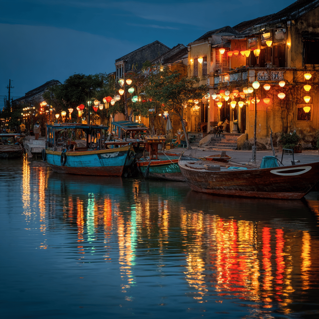 Lantern-lit boat ride in Hoi An at twilight
