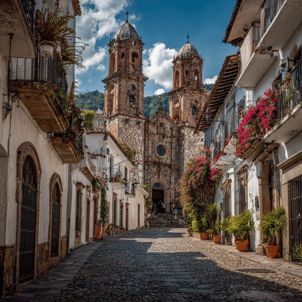 Taxco cobblestone streets and markets