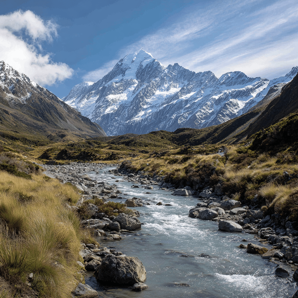 Mount Cook peak view from Hooker Valley Track