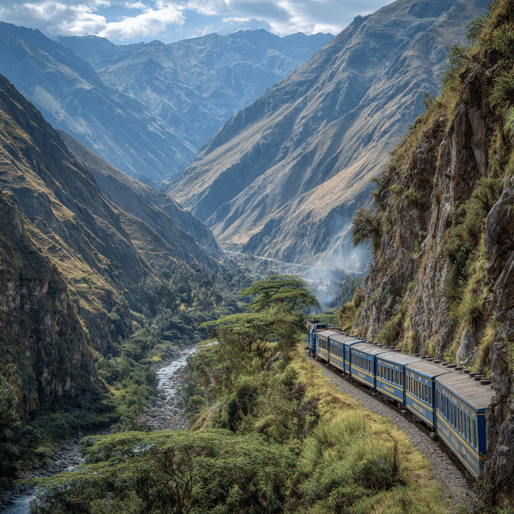 Devil's Nose train winding through Andean landscape