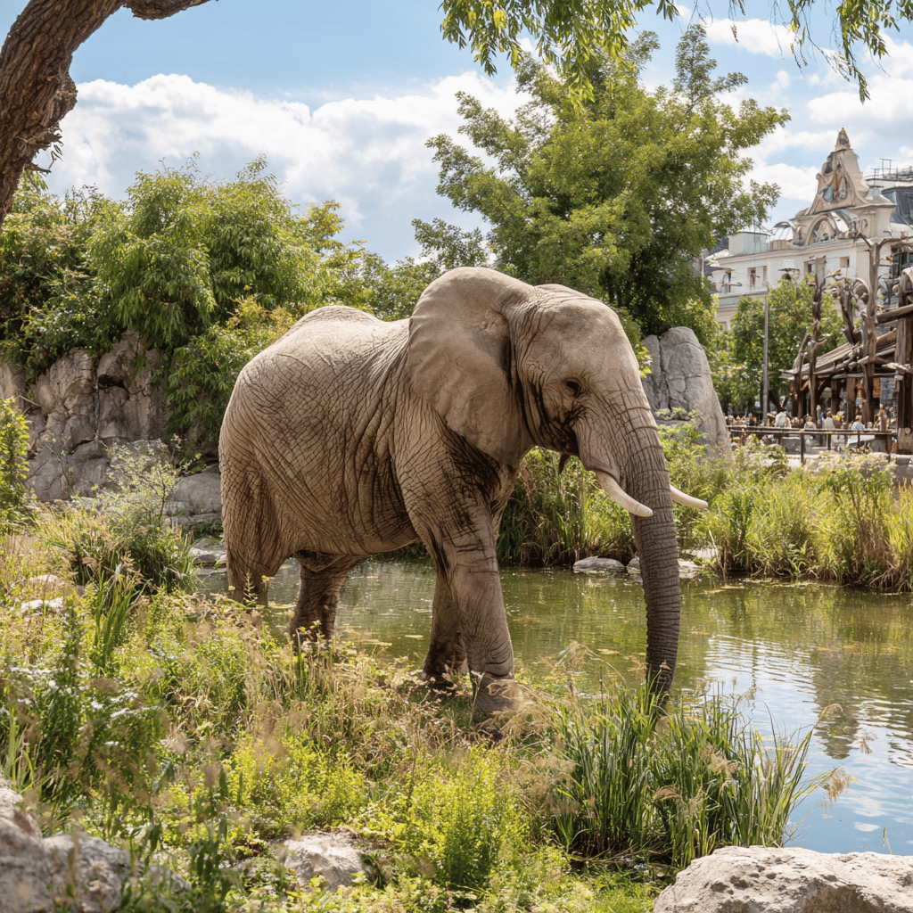Animal feeding session at Vienna Zoo