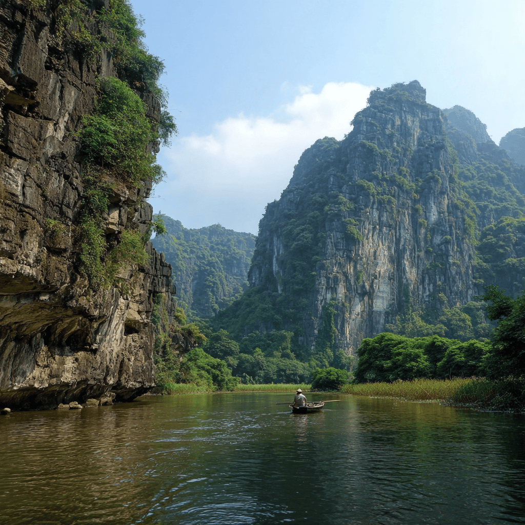 Tam Coc limestone karsts and rice paddies