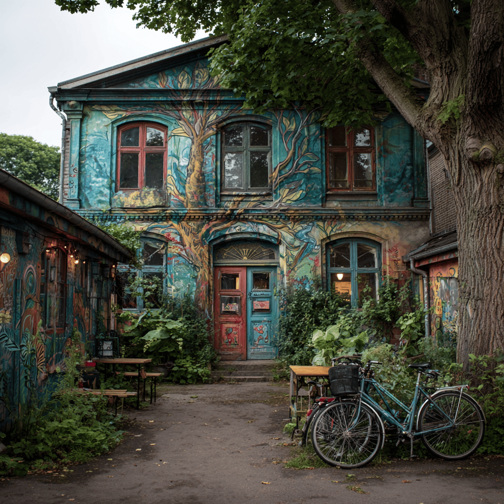 Colorful streets of Freetown Christiania
