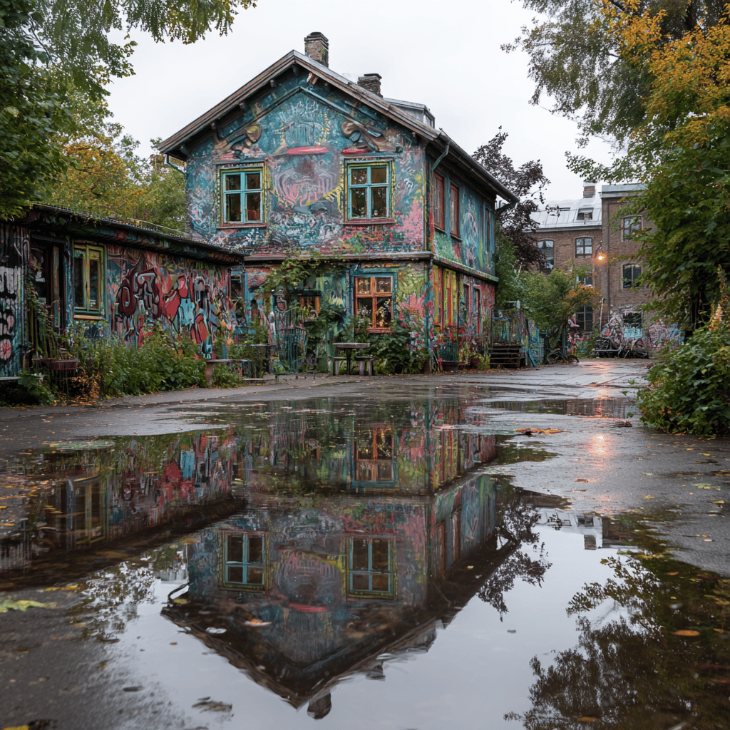 Colorful street art in Freetown Christiania
