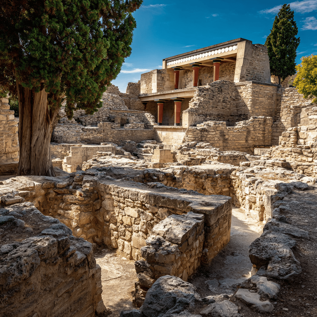 Reconstructed areas of Knossos showing ancient Minoan architecture