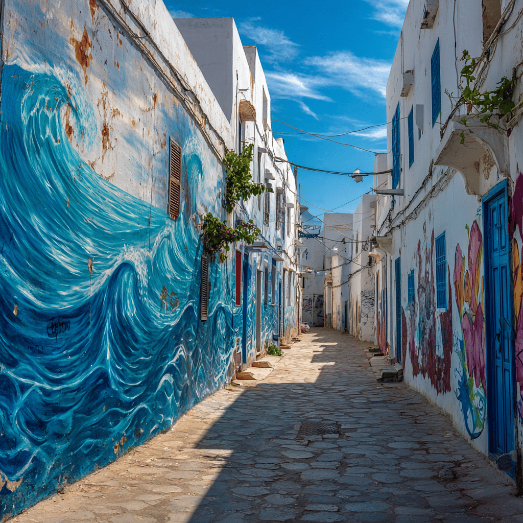 Cultural festival activities in Asilah's historic medina