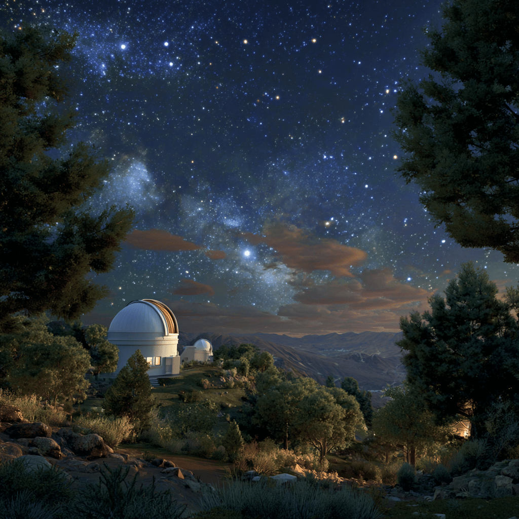 Mamalluca Observatory exterior at sunset
